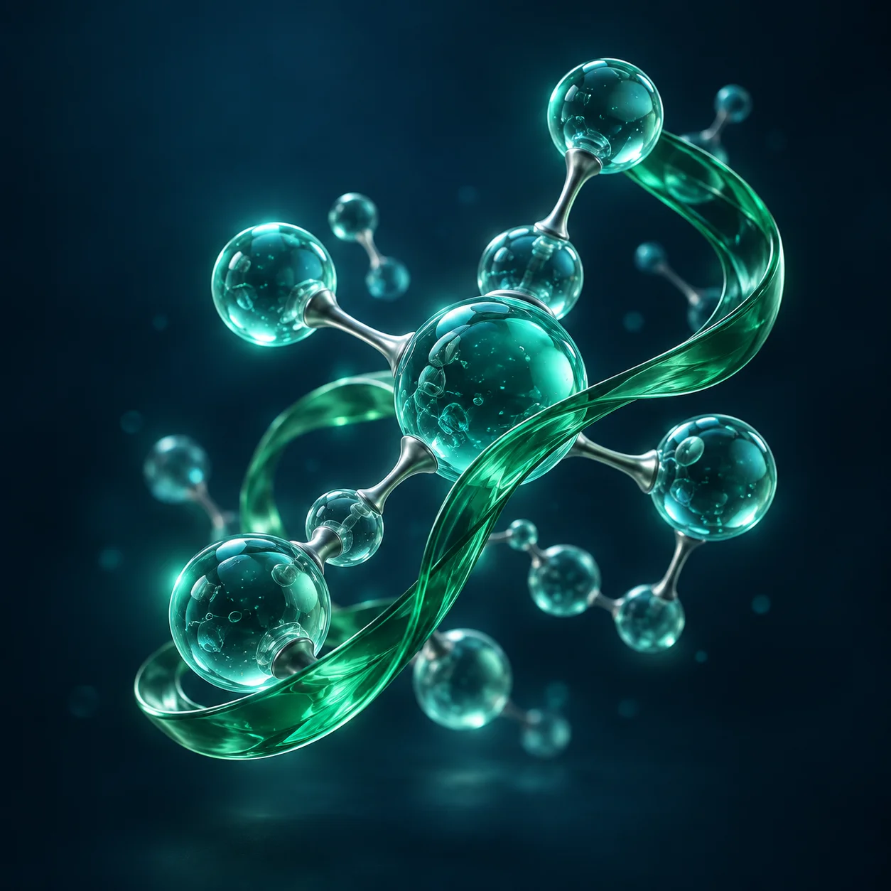 Conceptual glass molecular sculpture